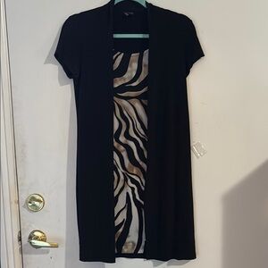 Enfocus Studio Black Cardigan with Zebra Pattern